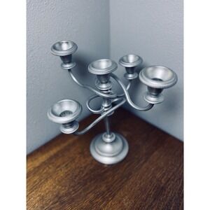 VINTAGE SILVER PLATED EP ZINC 5 ARM CANDELABRA MADE IN ENGLAND 12"